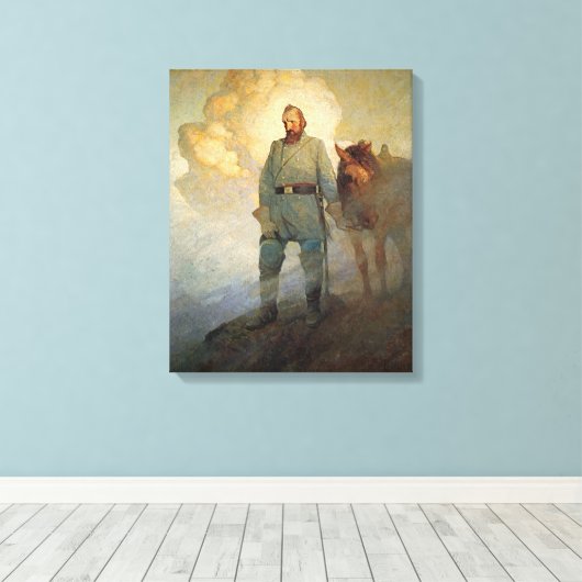 Stonewall Jackson door N.C. Wyeth Canvas Afdruk (Insitu (Houten vloer))