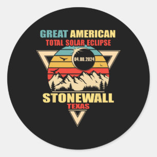 Stonewall Texas Totale Zonsverduistering 2024 Ronde Sticker