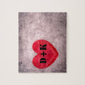 Stonewasachtige hartmonogram personaliseren legpuzzel (Verticaal)