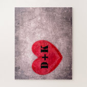 Stonewasachtige hartmonogram personaliseren legpuzzel (Verticaal)