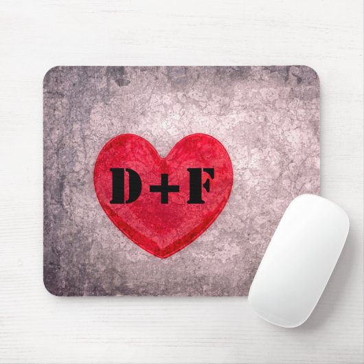 Stonewasachtige hartmonogram personaliseren muismat (Met muis)