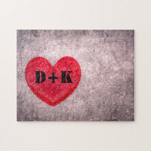 Stonewashed Monogram van het Hart personaliseert Legpuzzel