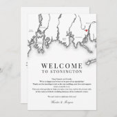Stonington CT bruiloft welkomstbrief zwart wit Bedankkaart (Voorkant / Achterkant)