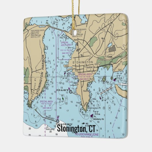 Stonington CT-grafiek Keramisch Ornament (Links)
