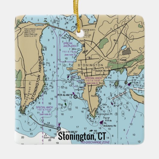 Stonington CT-grafiek Keramisch Ornament (Voorkant)