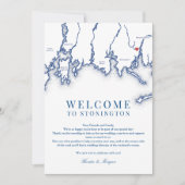 Stonington CT kaart bruiloft welkomstbrief marine  (Voorkant)
