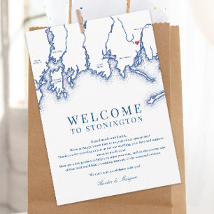 Stonington CT kaart bruiloft welkomstbrief marine 
