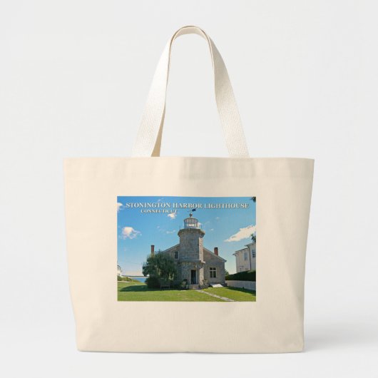 Stonington Harbor Lighthouse, Connecticut Canvas t Grote Tote Bag (Voorkant)