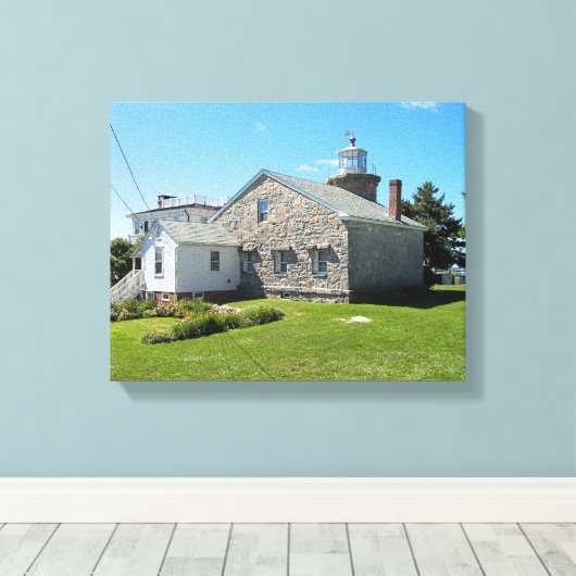 Stonington Harbor Lighthouse, CT Canvas Print (Insitu (Houten vloer))