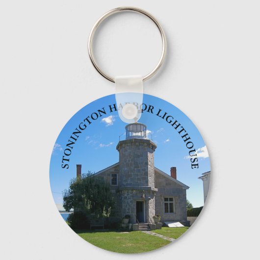 Stonington Harbour Lighthouse, CT Button Sleutelha Sleutelhanger (Voorkant)