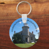 Stonington Harbour Lighthouse, CT Button Sleutelha Sleutelhanger (Voorkant)