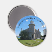 Stonington Harbour Lighthouse, CT Round Magnet (Voorkant / Achterkant)