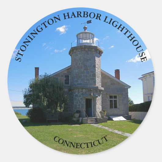 Stonington Harbour Vuurtoren, CT Ronde Stickers (Voorkant)