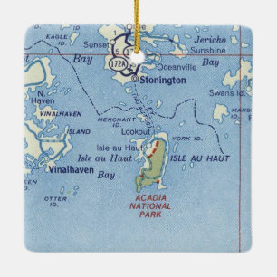 Stonington Maine  Map Keramisch Ornament