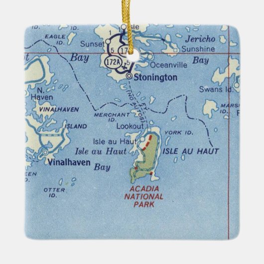 Stonington Maine  Map Keramisch Ornament (Voorkant)