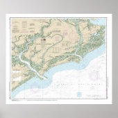 Stono en North Edisto rivieren nautische kaart 115 Poster (Voorkant)