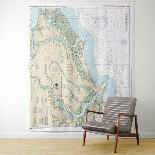 Stono en North Edisto rivieren nautische kaart 115 Wandkleed (In situ)