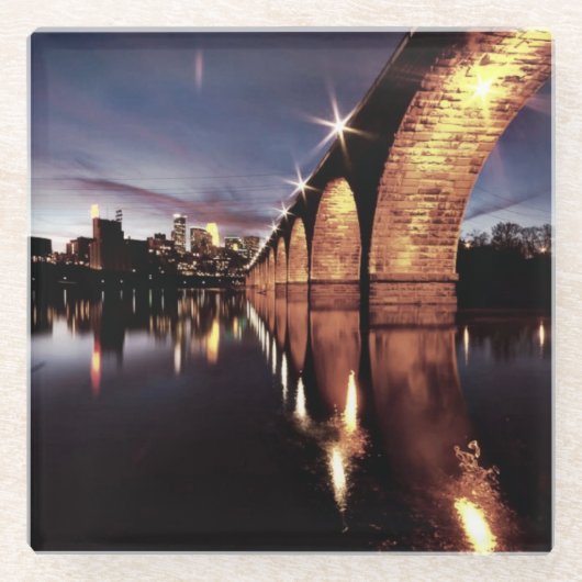 StonResearch Skyline Glazen Onderzetter (Voorkant)