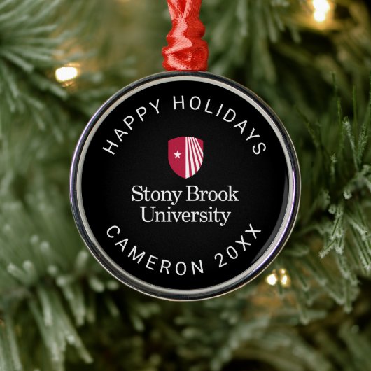 Stony Brook University | Woordmerk Metalen Ornament (Boom)