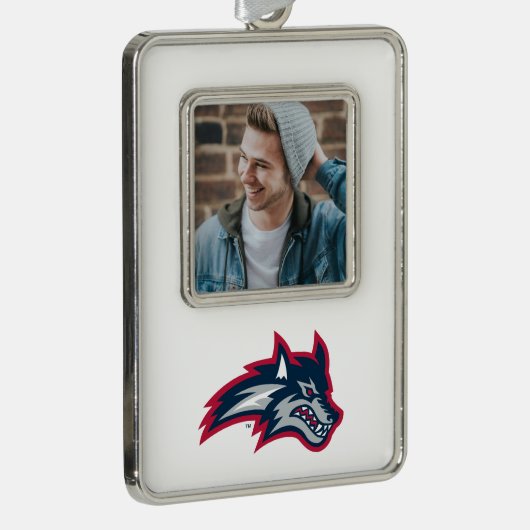 Stony Brook University | Zeewolven Verzilverd Omlijst Ornament (Rechts)