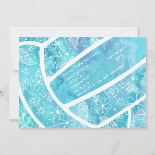 Stoodaal bloempatroon turkooizen volleybal kaart (Achterkant)