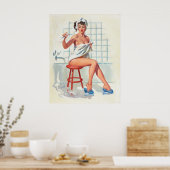 Stool duiven sexy badkamer retro-pinup meisje poster (Keuken)