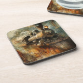  Stoom: Abstracte Locomotief Onderzetter Set (Linkerzijde)