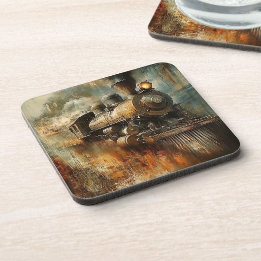  Stoom: Abstracte Locomotief Onderzetter Set (Linkerzijde)