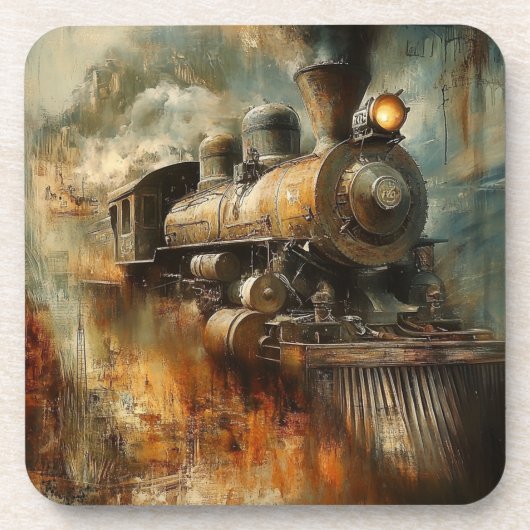  Stoom: Abstracte Locomotief Onderzetter Set (Voorkant)
