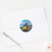 Stoom Cab-Taxi Ronde Sticker (Envelop)