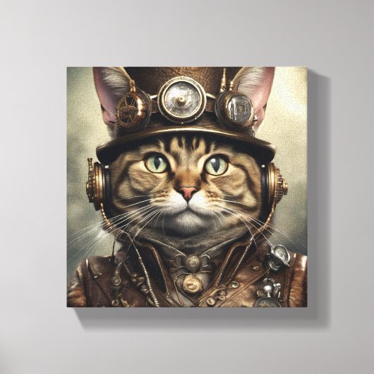 Stoom Punk Cat Canvas Art (Voorkant)