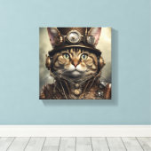 Stoom Punk Cat Canvas Art Afdruk (Insitu (Houten vloer))