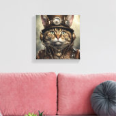 Stoom Punk Cat Canvas Art Afdruk (Insitu (Woonkamer))
