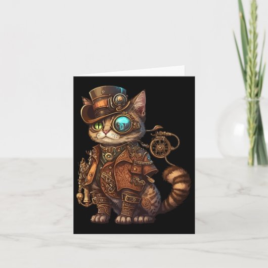 Stoom Punk Cat Kitten Kat Steampunk Kaart (Voorkant)