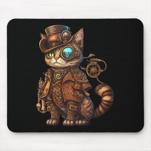Stoom Punk Cat Kitten Kat Steampunk Muismat (Voorkant)