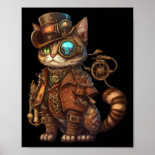 Stoom Punk Cat Kitten Kat Steampunk Poster