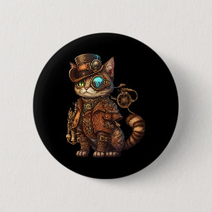 Stoom Punk Cat Kitten Kat Steampunk Ronde Button 5,7 Cm
