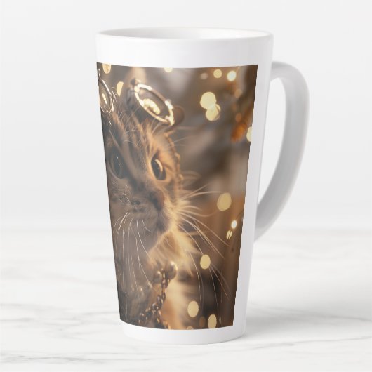Stoom Punk Kitten Digitale Kunst Latte Mok (Rechterhoek)