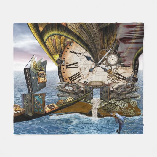 Stoom punk oceaanbibliotheek fleece deken (Voorkant (Horizontaal))