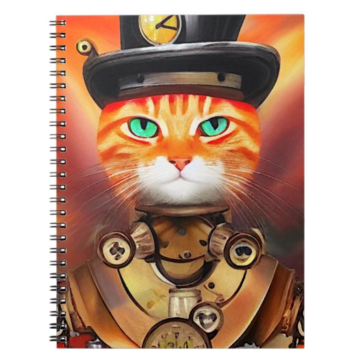 Stoom Punk Oranje Lapjeskat Notitieboek (Voorkant)