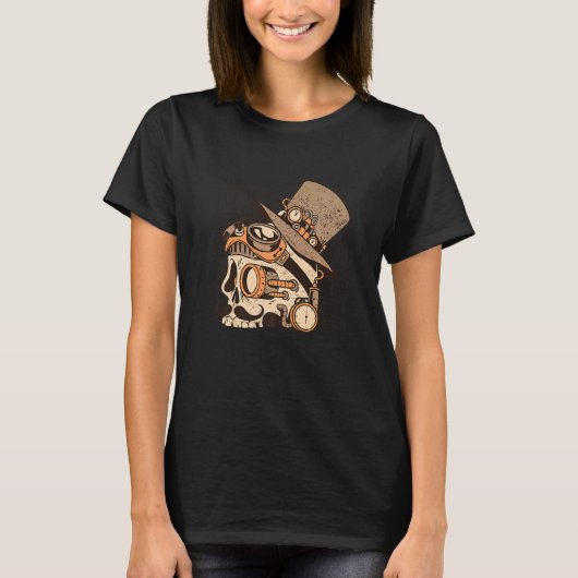Stoom Punk schedel met Petten bril Steampunk T-shirt (Voorkant)