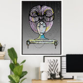 Stoom punk stijl Rococo dame illustratie Poster (Thuiskantoor)