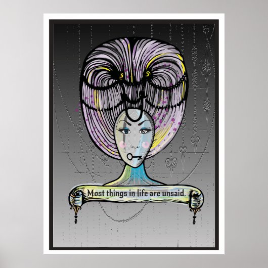 Stoom punk stijl Rococo dame illustratie Poster (Voorkant)