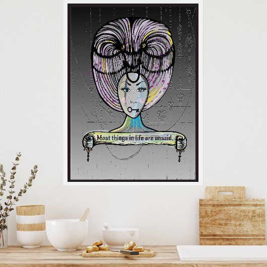 Stoom punk stijl Rococo dame illustratie Poster (Keuken)