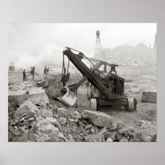 Stoom shovel, 1910. Oude foto Poster (Voorkant)