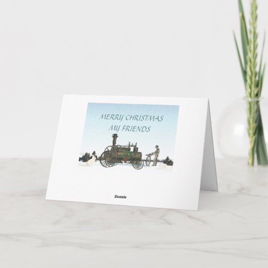 Stoom Tractiemotor Boerderij Tractor Antiek Farmin Feestdagen Kaart (Achterkant)