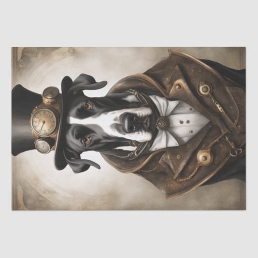 Stoomaangedreven elegantie: Grote Deen in Steampun Tissuepapier (Voorkant)