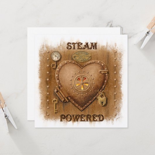 Stoomaangedreven hart Kaart (Voorkant / Achterkant in situ)