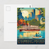 Stoomboot Cruises, Mississippi River, Reizen Briefkaart (Voorkant / Achterkant)