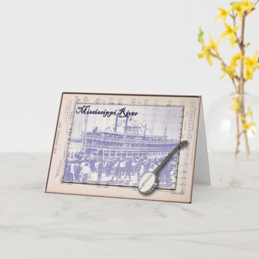 Stoomboot en Muziek Kaart (Gele Bloem)